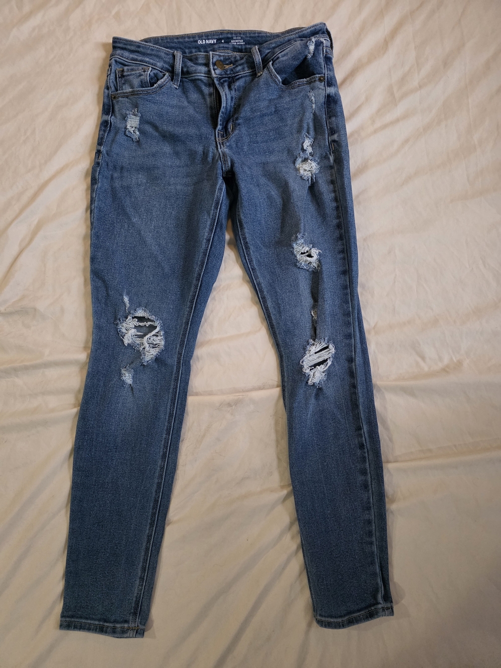 Old Navy Women's Rockstar Distressed Skinny Jeans - Blue